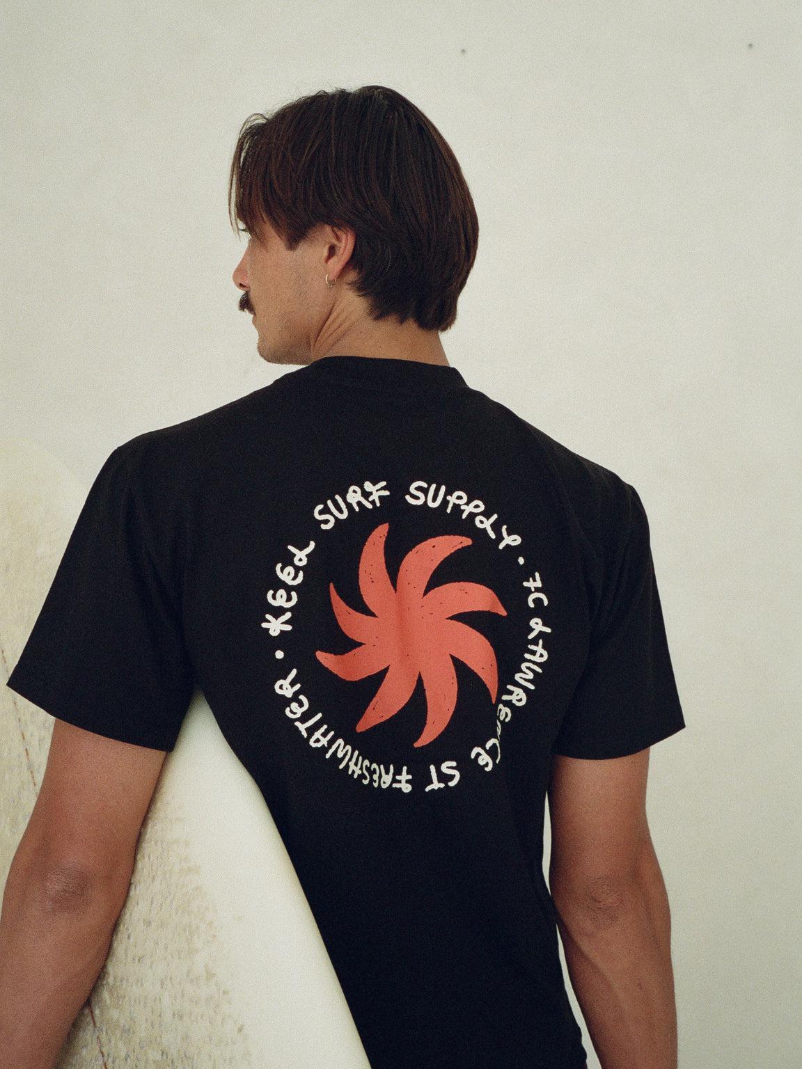 Keel Surf ~ Sun Spiral Heavy Tee ~ Black-Keel Surf & Supply