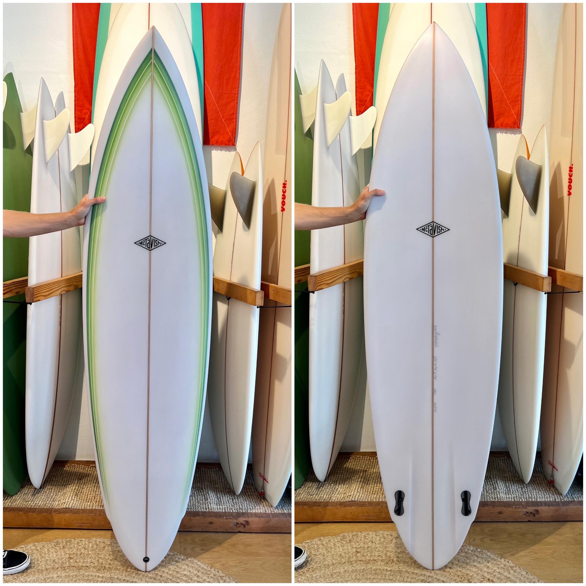 McTavish El Rayo Verde 6'9" ~ Clear / Green Spray-Keel Surf & Supply