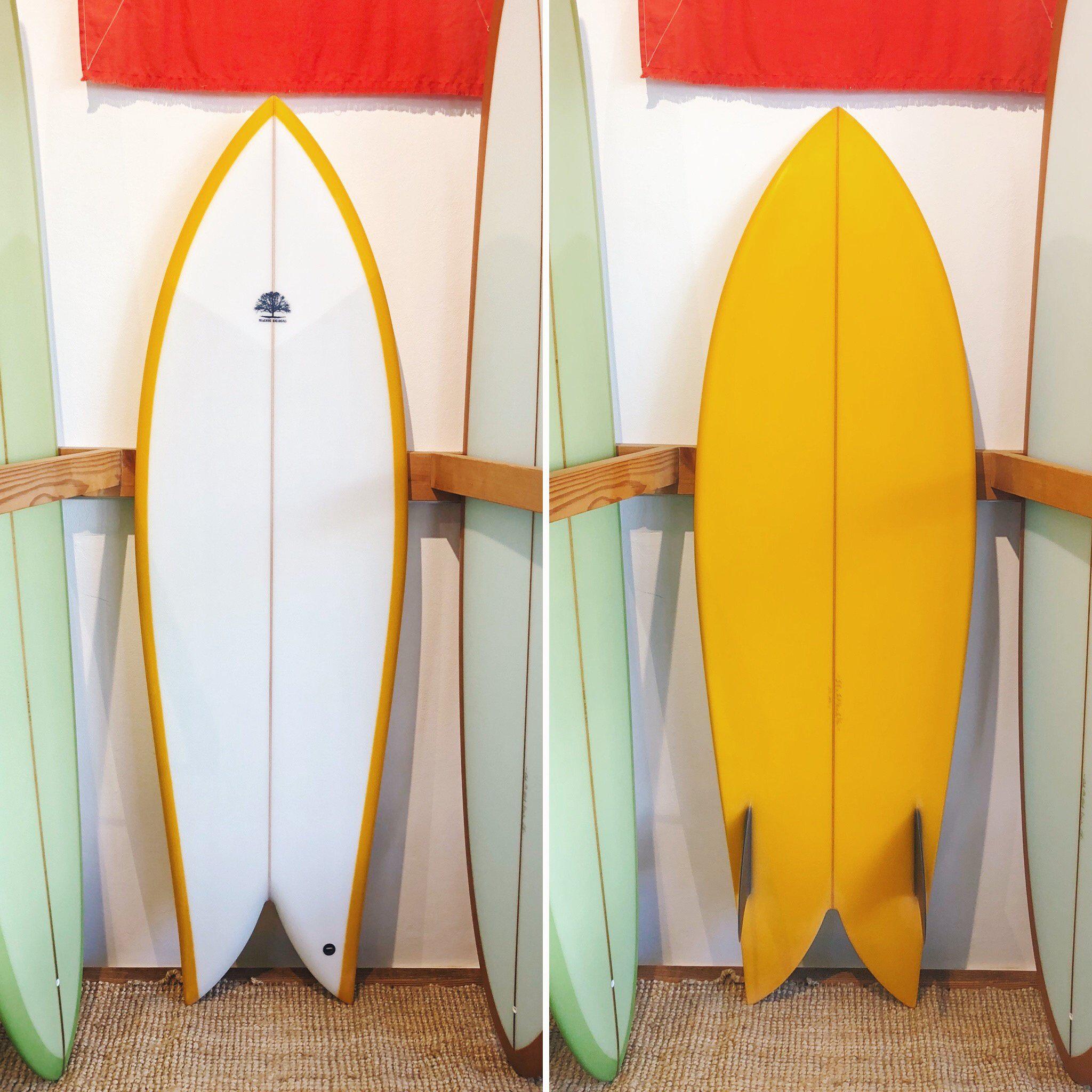 Mick Mackie Sidecut Fish 5'8" ~ Clear / Yellow-Keel Surf & Supply