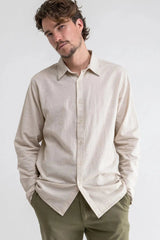 RHYTHM CLASSIC LINEN LS SHIRT ~ SAND-Keel Surf & Supply