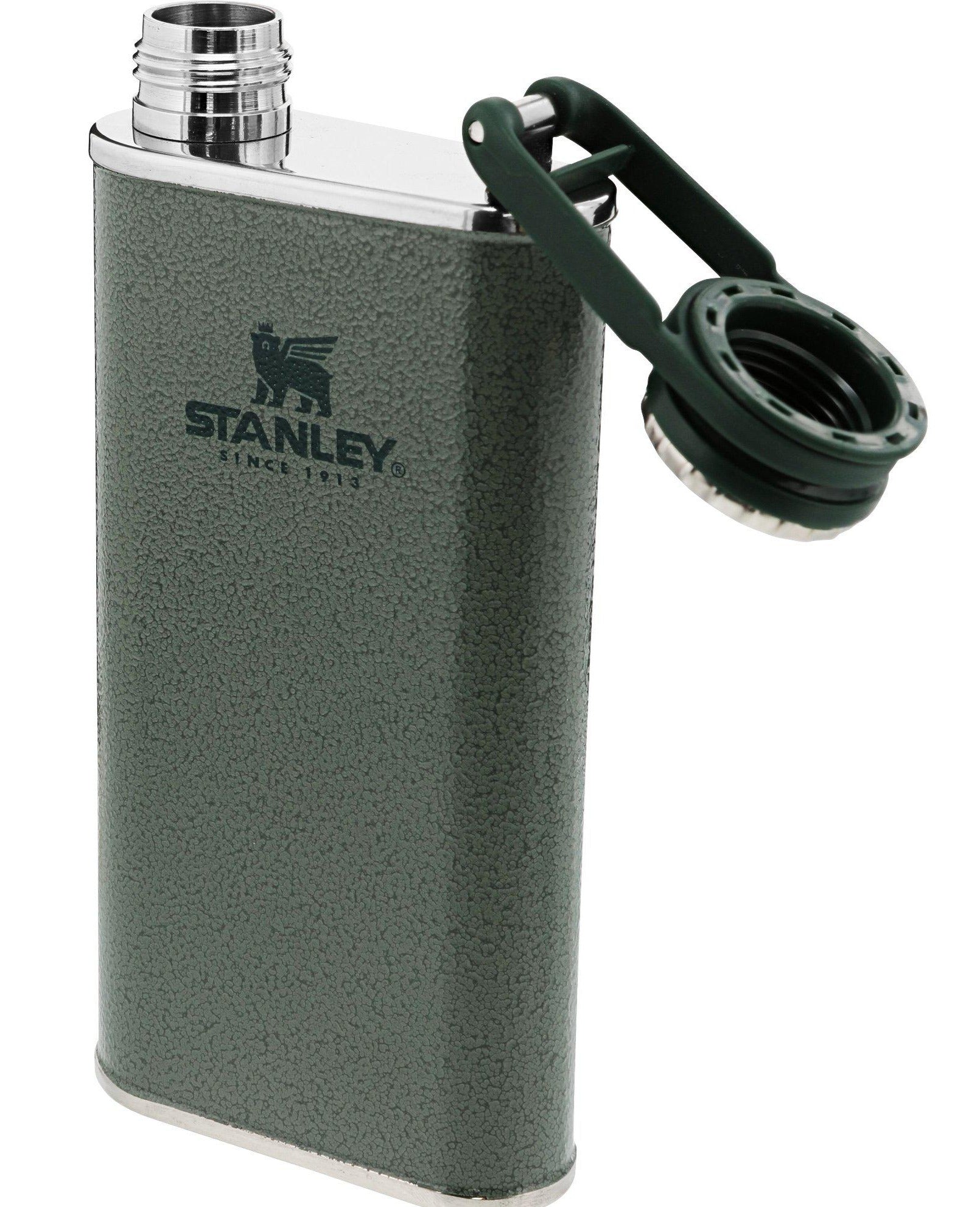 STANLEY CLASSIC EASY FILL WIDE MOUTH FLASK 8OZ HAMMERTONE GREEN-Keel Surf & Supply