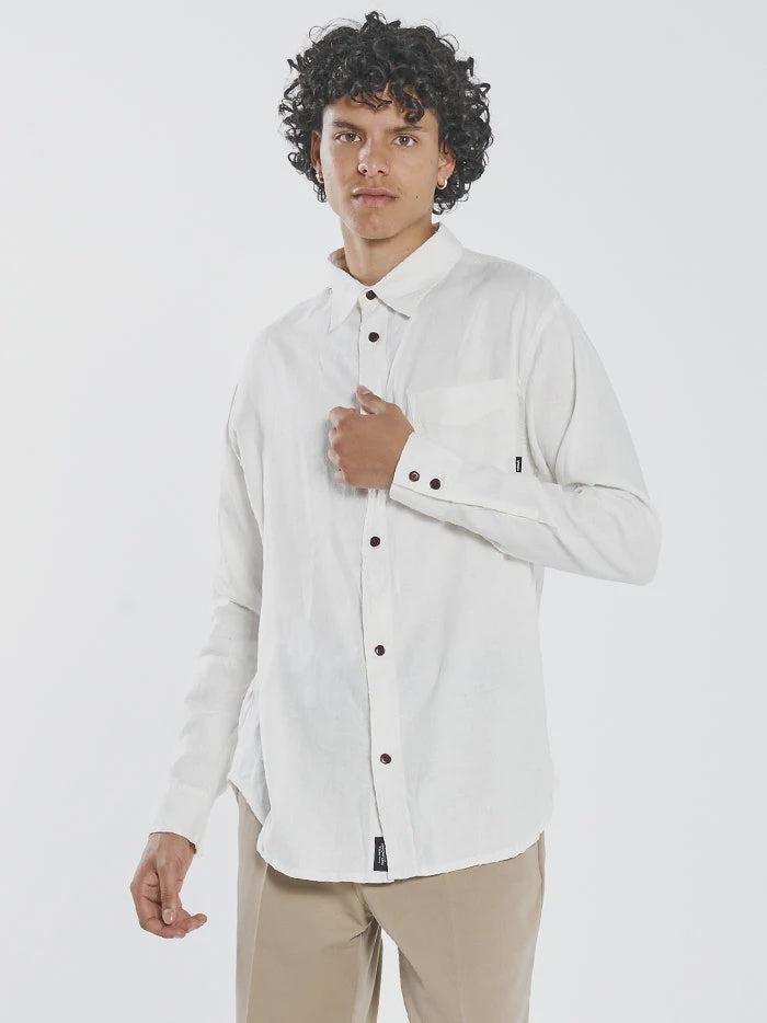 HEMP MINIMAL THRILLS OVERSIZED LONG SLEEVE SHIRT DIRTY WHITE