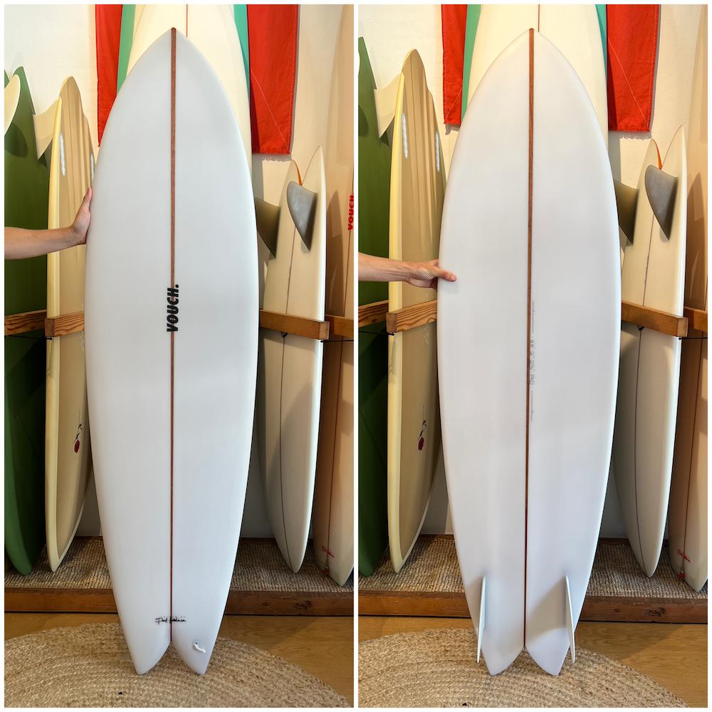 VOUCH 6'6" MID VISH ~ CLEAR & WHITE GLASS ONS-Keel Surf & Supply