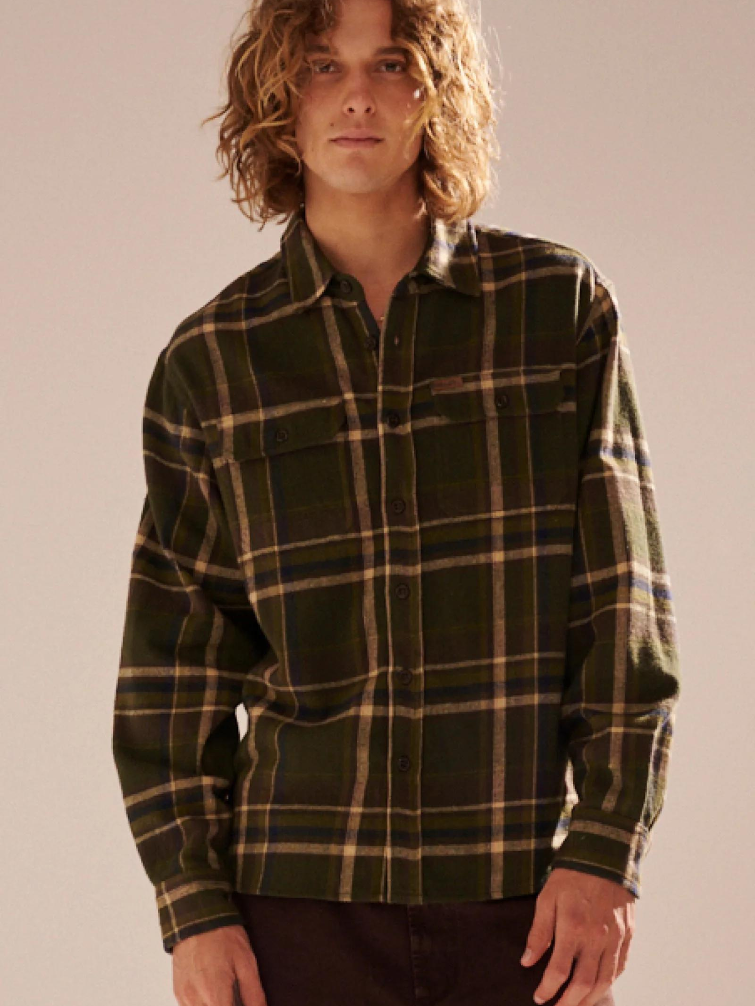 Rollas Trailer Check Shirt ~ Faded Army